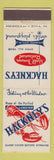 Matchbook Cover - Hackney's Restaurant Atlantic City NJ