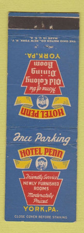 Matchbook Cover - Hotel Penn York PA WEAR