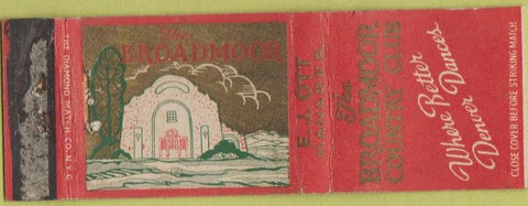Matchbook Cover - Broadmoor Country Club Denver CO WORN