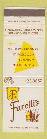 Matchbook Cover - Facelli's Restaurant Santa Cruz CA