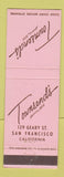 Matchbook Cover - Townsend's San Francisco CA