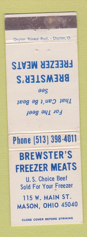 Matchbook Cover - Brewster's Freezer Meats Mason OH