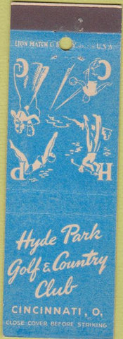 Matchbook Cover - Hyde Park Golf Country Club Cincinnati OH SAMPLE
