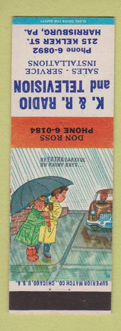 Matchbook Cover - K&R Radio TV Harrisburg PA