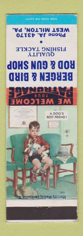 Matchbook Cover - Bergen & Bird Rod and Gun Shop West Milton PA