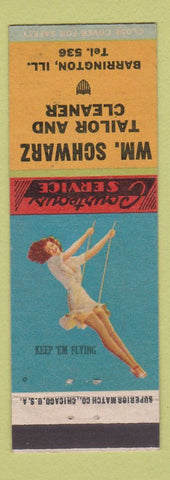Matchbook Cover - Wm Schwarz Tailor Cleaner Barrington IL pinup WWII