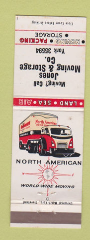 Matchbook Cover - North American Trucking Jones Moving York? PA?