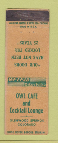 Matchbook Cover - Owl Cafe Glenwood Springs Colorado