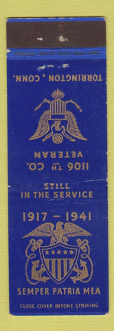 Matchbook Cover - 1106th Co Veteran Torrington CT Marines 1941