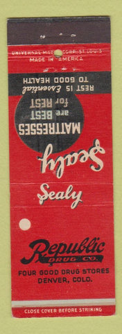 Matchbook Cover - Sealy Mattresses Republic Drug Denver Colorado