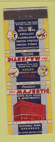 Matchbook Cover - Majestic Hotel Hot Springs National Park AR