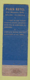 Matchbook Cover - Plaza Hotel Miami FL