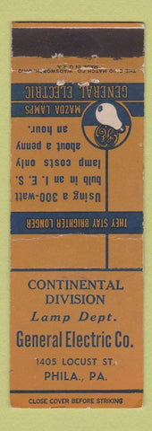 Matchbook Cover - General Electric Mazda Lamps Philadelphia PA