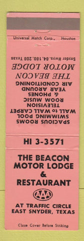 Matchbook Cover - Beacon Motor Lodge Restaurant East Snyder TX