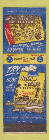 Matchbook Cover - Rum Maple Pipe Tobacco DD Bean
