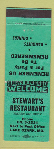 Matchbook Cover - Stewart's Restaurant Lake Ozark MO