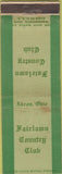 Matchbook Cover - Fairlwan Country Club Akron OH WEAR