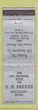 Matchbook Cover - HM Brekke Insurance Sargeant MN