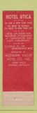 Matchbook Cover - Hotel Utica NY