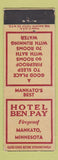 Matchbook Cover - Hotel Ben Pay Mankato MN