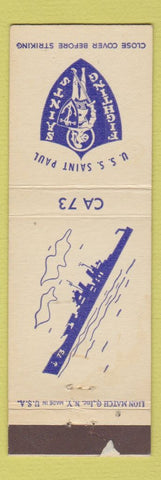 Matchbook Cover - USS Saint Paul Fighting Saints military Navy WEAR