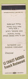 Matchbook Cover - Le Chalet Basque French Restaurant San Rafael CA