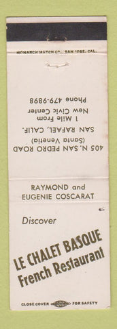 Matchbook Cover - Le Chalet Basque French Restaurant San Rafael CA