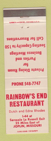 Matchbook Cover - Rainbow's End Restaurant Joplin MO