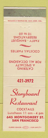 Matchbook Cover - Storyboard Restaurant San Francisco CA
