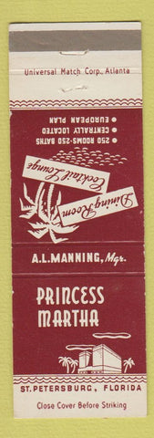Matchbook Cover - Princess Martha Hotel St Petersburg FL