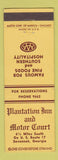 Matchbook Cover - Plantation Inn and Motor Court Savannah GA