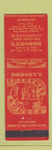 Matchbook Cover - Dodson's Restaurant Savannah GA
