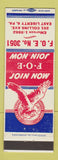 Matchbook Cover - Eagles Club East Liberty PA
