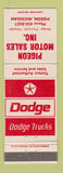 Matchbook Cover - Pigeon Motors Dodge Pigeon MI