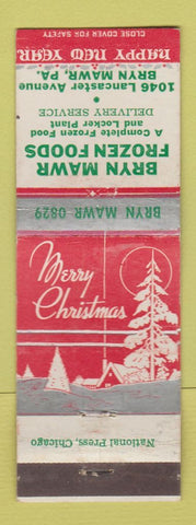 Matchbook Cover - Bryn Mawr Frozen Foods Bryn Mawr PA Christmas