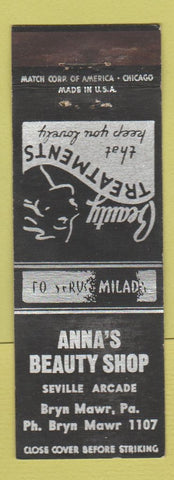 Matchbook Cover - Anna's Beauty Shop Bryn Mawr PA