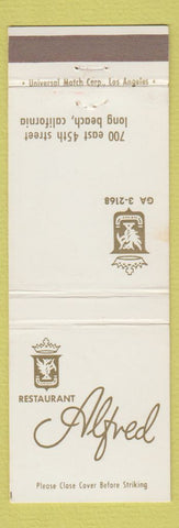 Matchbook Cover - Restaurant Alfred Long Beach CA