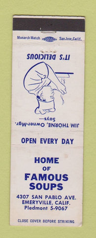 Matchbook Cover - Home of Famous Soups Emeryville CA