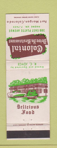 Matchbook Cover - Colonial Drive In Restaurant Fort Morgan Colorado
