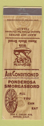 Matchbook Cover - Ponderosa Smorgasbord Merced CA