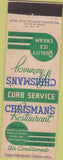 Matchbook Cover - Chrisman's Pharmacy Fresno CA Ice Cream