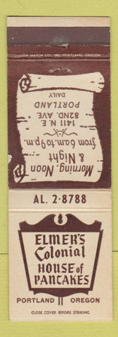 Matchbook Cover - Elmer's Colonial House of Pancakes  Portland OR