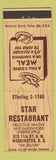 Matchbook Cover - Star Restaurant Washington DC