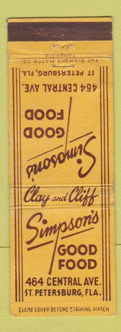 Matchbook Cover - Simpson's Restaurant St Petersburg FL WEAR