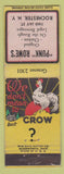 Matchbook Cover - Punk Rowe's Restaurant Rochester NY