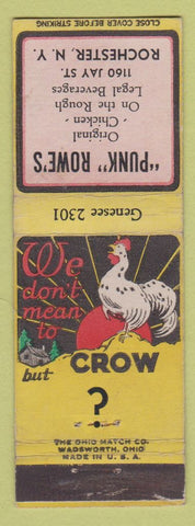 Matchbook Cover - Punk Rowe's Restaurant Rochester NY
