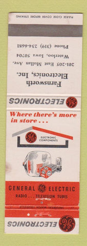 Matchbook Cover - General Electric GE Farnsworth Electronics Waterloo IA