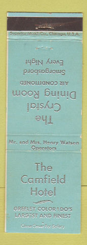 Matchbook Cover - Camfield Hotel Greeley Colorado