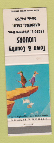 Matchbook Cover - Town and Country Liquors Gardena CA