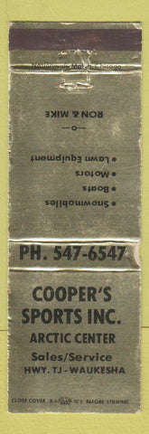 Matchbook Cover - Cooper's Sports Snowmobiles Waukesha WI WORN